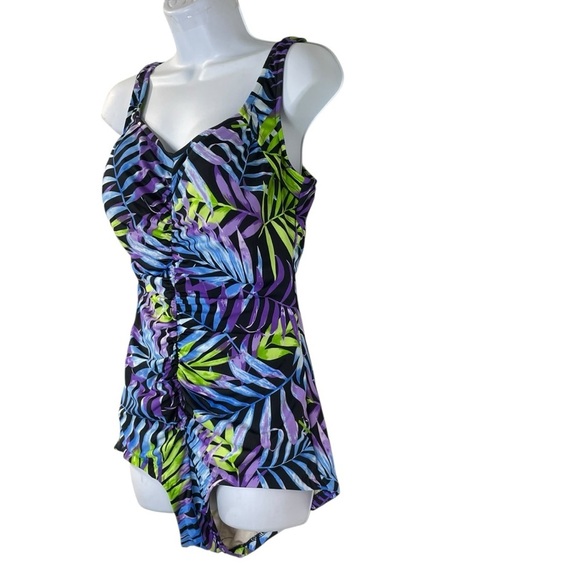 VTG 1980's Tropical Leaf Print One Piece Bathing Suit | Maxine of Hollywood 16 - Picture 2 of 13